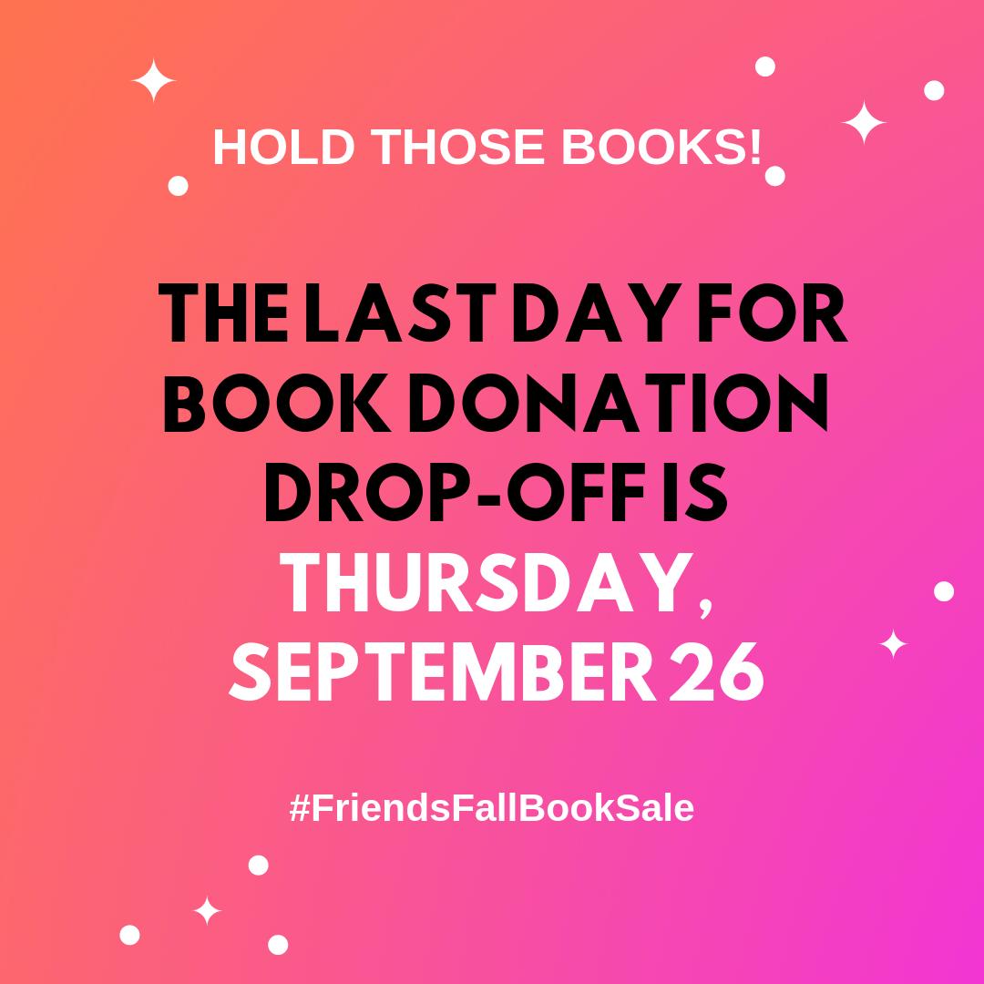 FriendsCincy's tweet image. We are getting ready for the Fall Book Sale, October 3-6.  September 26 is the last day we will accept donations prior to the Sale.  We will NOT be accepting donations during the Sale. Our regular donation hours will resume October 7 at 9 am.  
#FriendsFallBookSale