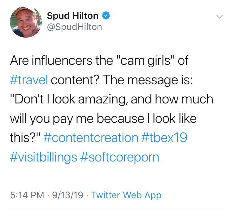 <a href="/eTourismSummit/">eTourismSummit</a> Do you really want out of touch misogynists like <a href="/SpudHilton/">Spud Hilton</a> speaking at your event and representing your brand? He sent this tweet LAST WEEK. Please reconsider.