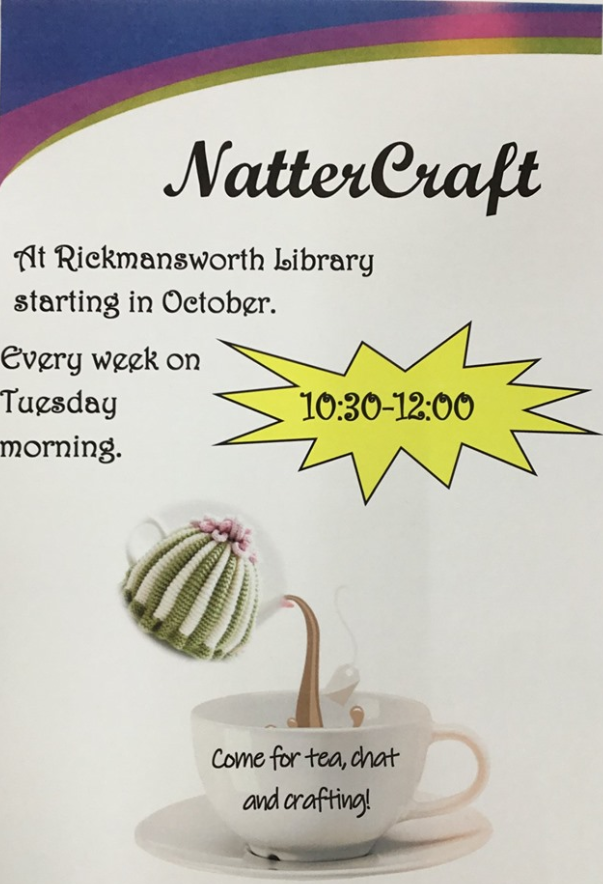 ThreeRiversDC's tweet photo. Natter Craft starting on 1 October at 10.30. Bring your own craft, see what we have here or just come to have a chat and meet some new friends. Everybody welcome.
#rickmansworth#loveyourlibrary#librarylife#crafting#morningcoffe#teaandfriends Rickmansworth Library https://t.co/dnvRNPaRFr