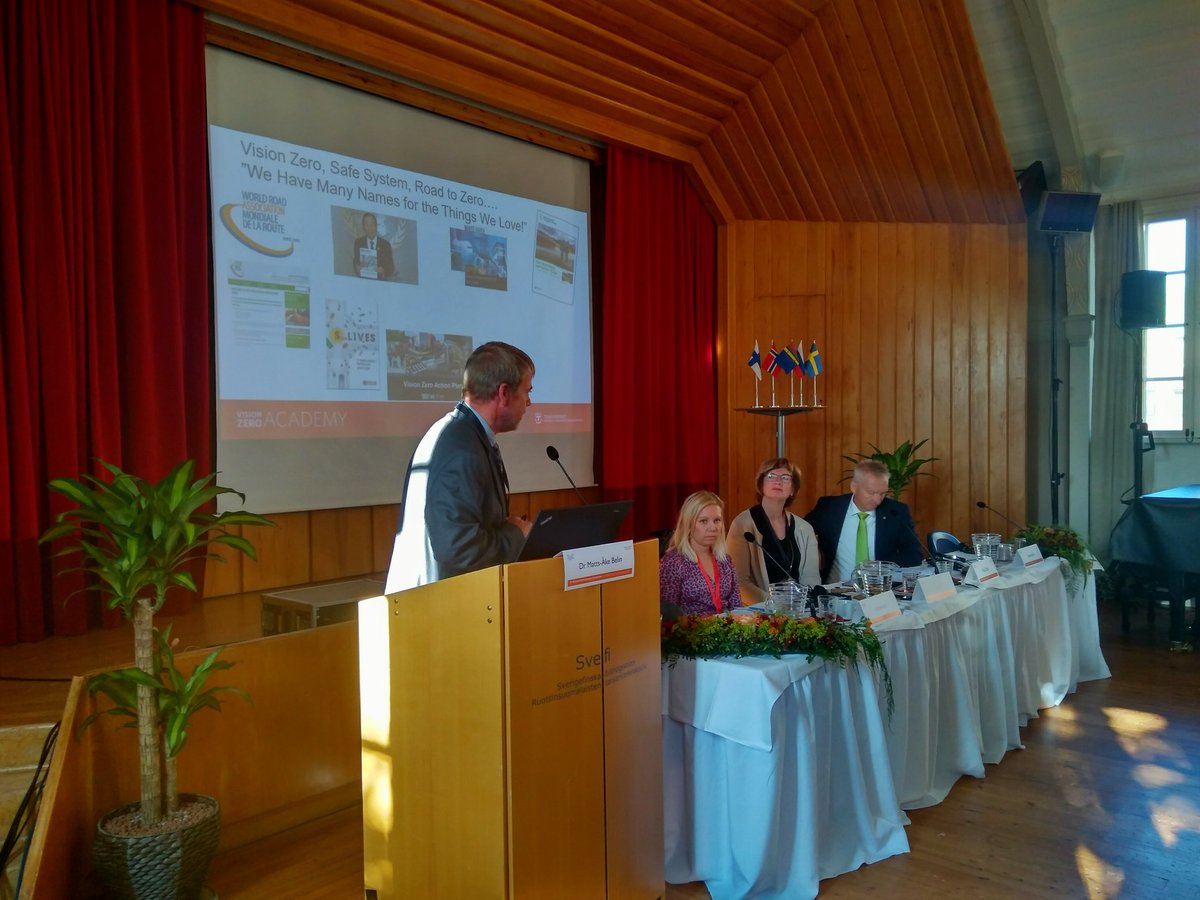 Dr. Mats-Åke Belin from <a href="/Trafikverket/">Trafikverket</a> holding presentation on the Vision Zero Policy and enhancing road safety by finding smart solutions for transport system designs and establishing fair communication and trust between road safety officials and people. #BarentsTransport