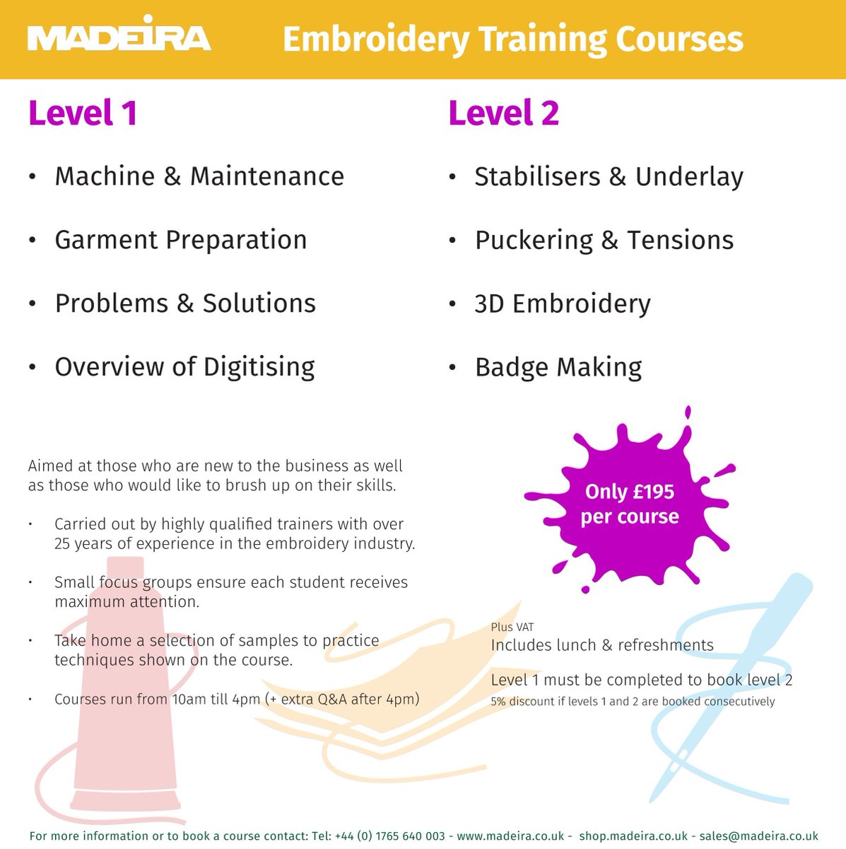 MadeiraUK's tweet image. Last chance to book onto our Dublin embroidery course! On the 24th and 25th of September. Book your space here buff.ly/2WcjAhH #EmbroideryTraining
