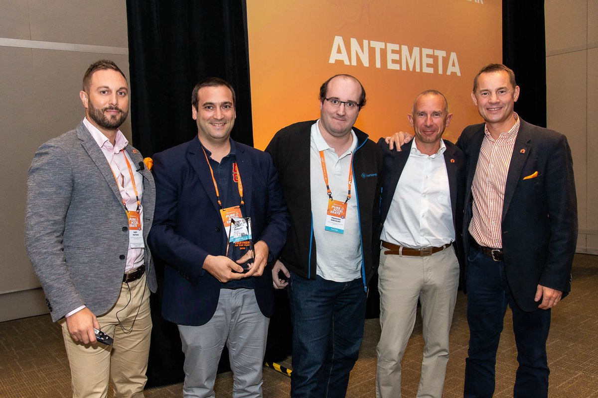 Partenaires historiques, en 2013 AntemetA s'associe à <a href="/PureStorage/">Pure Storage</a> en tant que distributeur exclusif. 
Depuis, notre partenariat n'a cessé de croître. 
🏆 Nous sommes donc très fiers de recevoir le prix de partenaire de l'année sur la région EMEA lors du #GlobalPartnerForum !