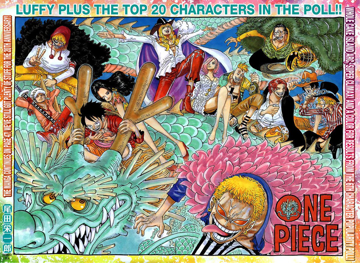 In this colour spread we see Hancock and Luffy riding a blue dragon... Kaido? This either was just another hint that Kaido is a blue dragon or it's an additional hint that Hancock will be there for Luffy against Kaido.