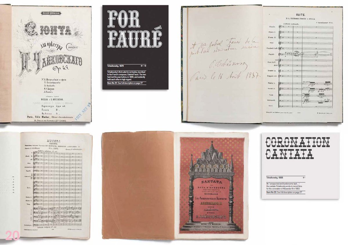 simon_beattie's tweet photo. From Short List 4: a spread featuring Tchaikovsky's first suite for orchestra (1879), presented by the composer to none other than Gabriel Faurรฉ. ๐ผ For more, check out the blog: https://t.co/ajhKUPV1UZ #simonsays #shortlists #music #presentationcopy https://t.co/Y98ZEhjB4Y