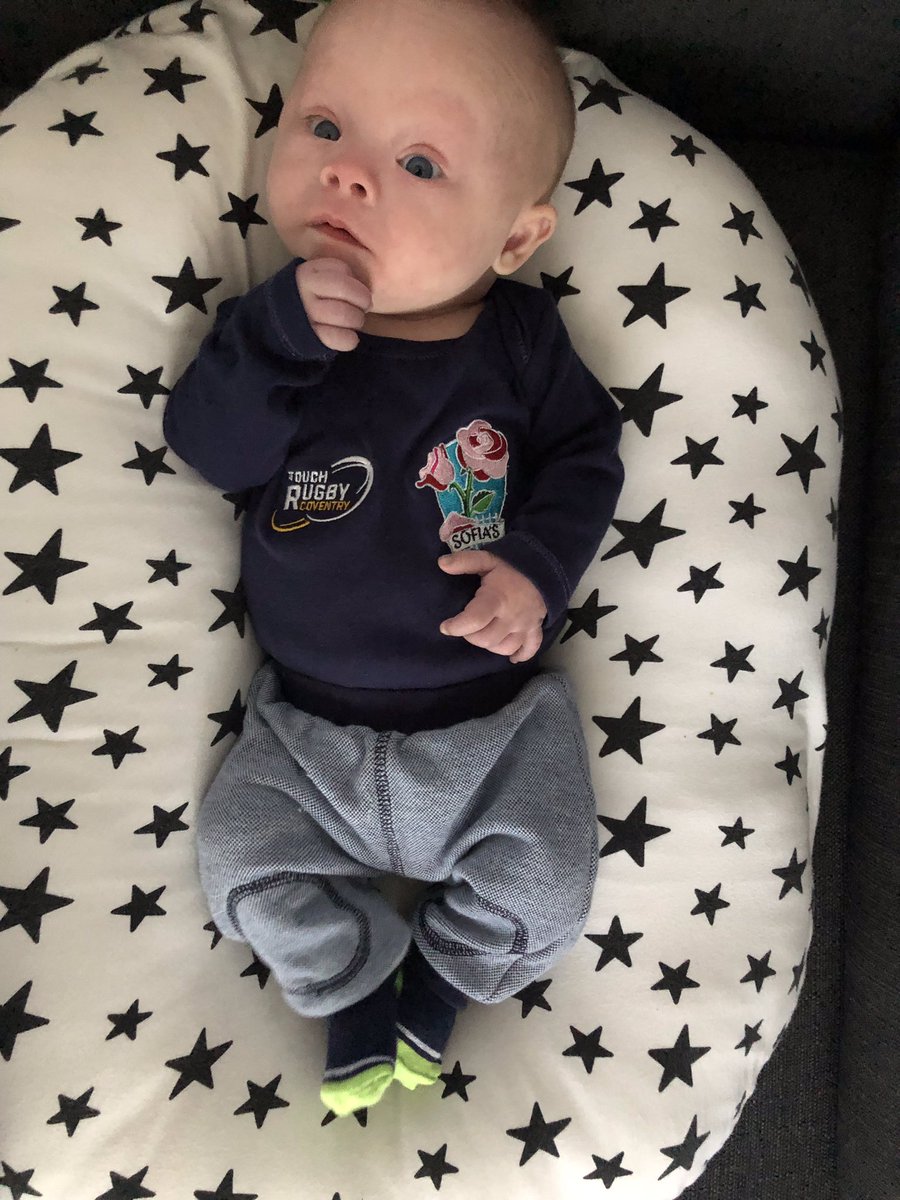 CoventryTouch's tweet photo. When the wife sends you pictures of your boy wearing his TRC top. Melts my heart everyday and will be running round with a ball in no time and at the Ricoh watching the mighty @WaspsRugby can’t wait to take him to his first game along with his big brother https://t.co/CgMzZHmcIY