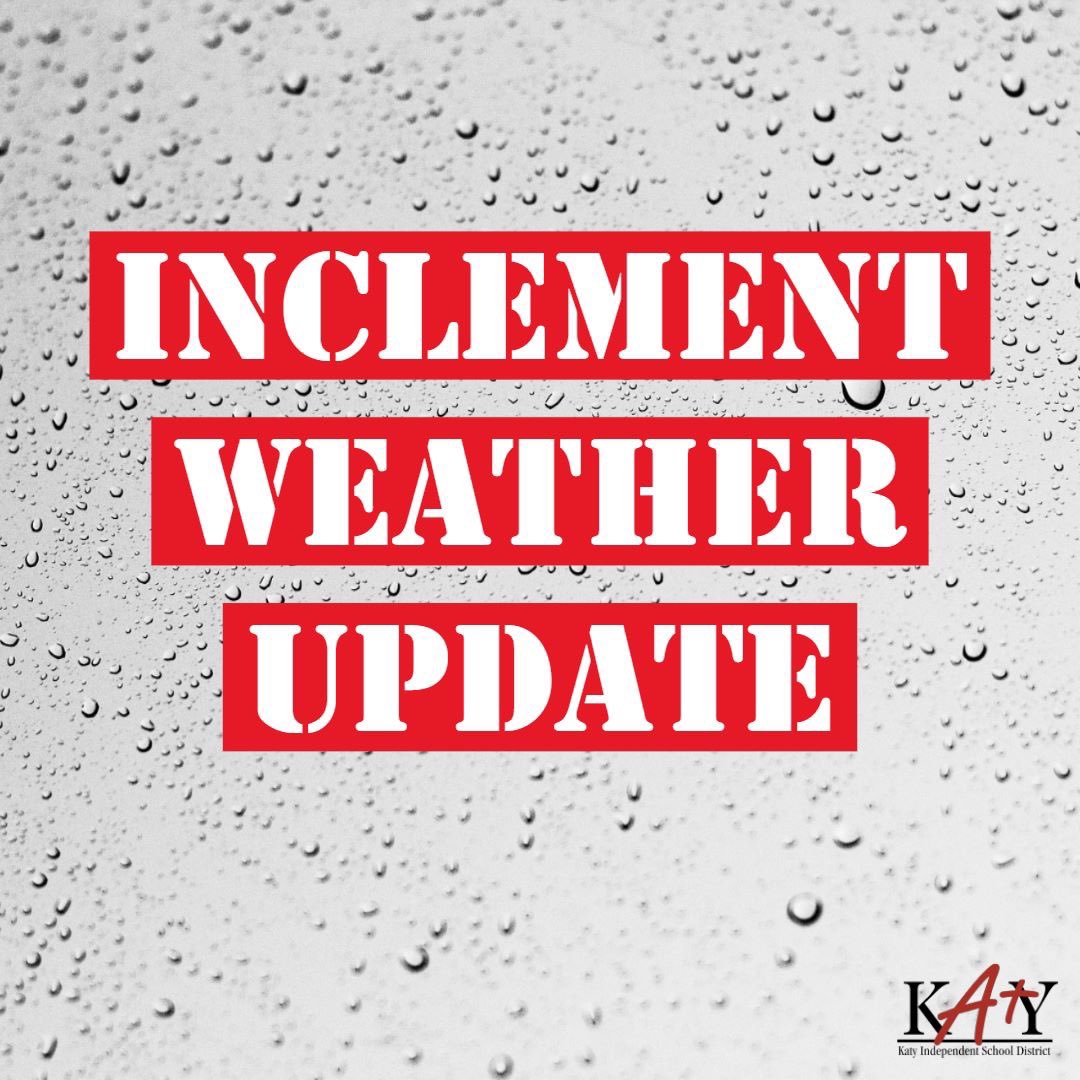 Katy ISD will operate on a regular schedule on Wednesday, September 18, as local officials and agencies have informed the District this morning that weather conditions remain safe and stable in the Katy area.