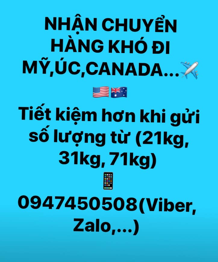 ferot927's tweet photo. nhận hàng hóa đi mỹ canada úc v.v... giá rẻ 
lh:0947450508 Mr Duy https://t.co/2Zn7W4Xwlm