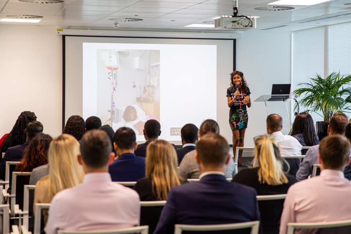 FDMGroup's tweet photo. To mark #BloodCancerAwarenessMonth, yesterday we invited charity partner @AnthonyNolan into our #London centre. We heard from Anie who shared her inspirational story of her search for a stem cell transplant &amp; emphasised the importance of joining the donor register.🎗️#FDMcareers https://t.co/Y6NQN77XDn