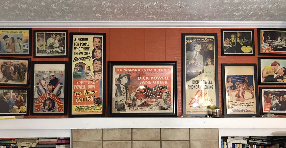 moving_show's tweet photo. My Dick Powell display in the den. How do you display the paper items you collect? #vintageposters #papercollector #dickpowell #crydanger #susanslepthere #younevercantell #truetolife #golddiggersof1933 #joanblondell #juneallyson #debbiereynolds #marymartin https://t.co/5XT97S3nPo