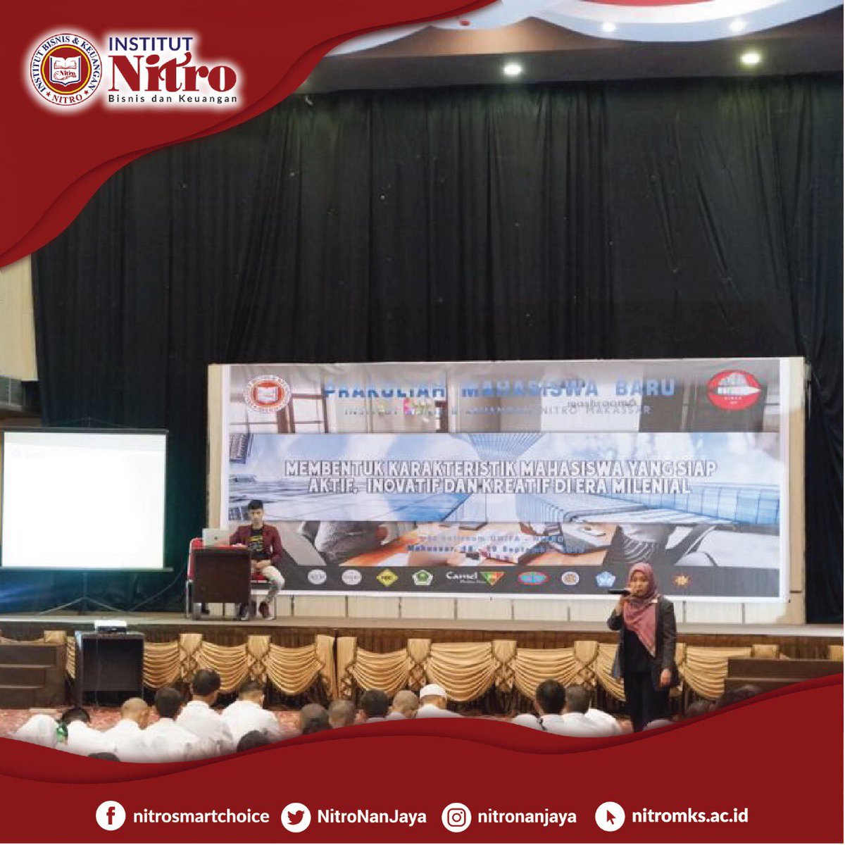 NitroNanJaya's tweet photo. Rabu, 18 Sept 2019. Presentasi Kaprodi Kewirausahaan ibu Verawaty,SE.,M.M dan Kaprodi Manajemen Retail bpk Aminuddin Hamdat, SE.,M.M pada Prakuliah Maba 2019 Institut Bisnis dan Keuangan Nitro #IBKNitro #ProdiKewirausahaanNitro #ProdiManajemenRetailNitro https://t.co/Ug8cn0mOr6