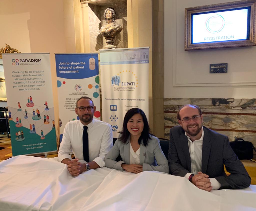 The_Synergist's tweet photo. The whole @PFMDwithPatient team, together with @imi_paradigm and @eupatients, are excited to welcome you all at the Patient Engagement Open Forum in #Brussels today and tomorrow. It's been a lot of work and we couldn't be more proud of our team! #PEOF2019 https://t.co/vRBrqtPnkw