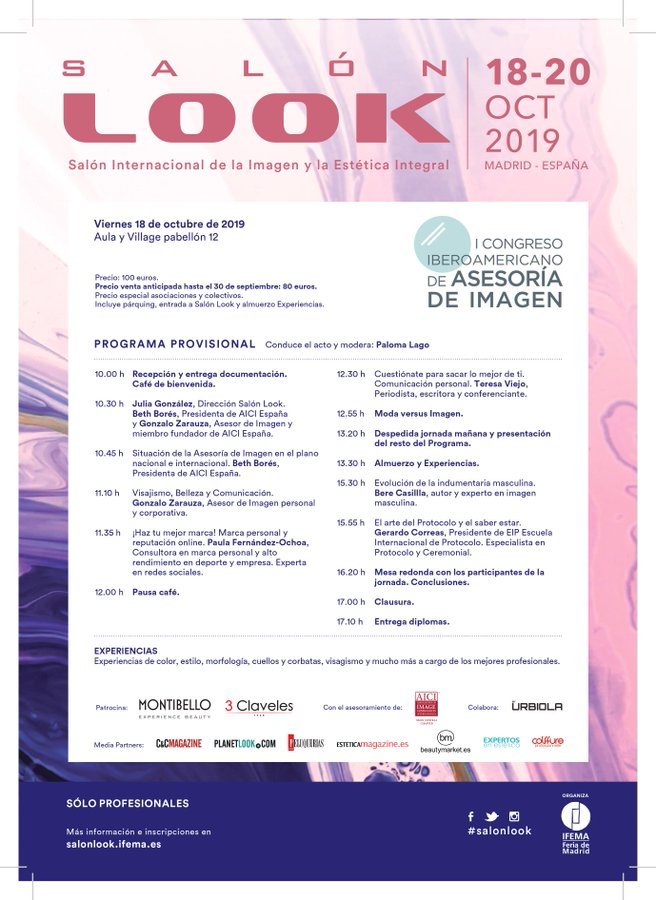 GrupoEIP's tweet photo. El próximo 18 de octubre se celebrará el I Congreso Iberoamericano de Asesoría de Imagen, enmarcado en la feria @SalonLook_, en el que participará nuestro presidente @GerardoEIP con la ponencia: "El arte del #Protocolo y el saber estar"
Más info: https://t.co/zcrthOZHuv https://t.co/IEx1GXD8dm