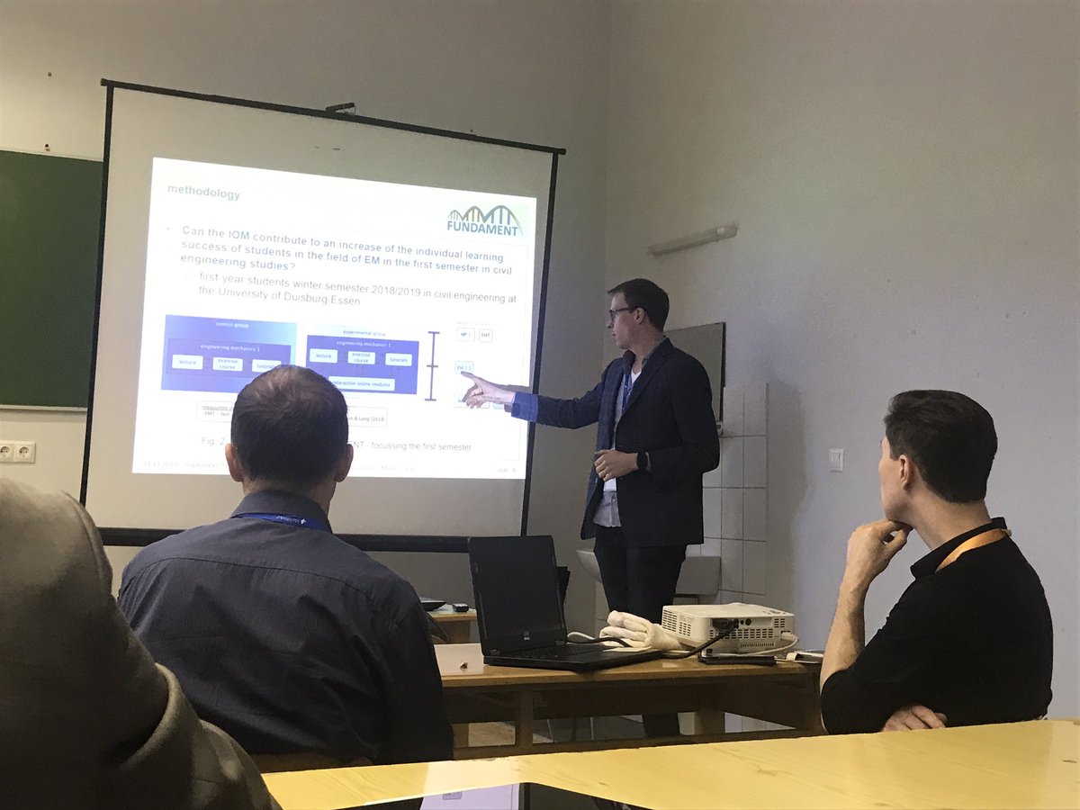 RULES_MATH_PROJ's tweet photo. @marcel_pelz presented an interesting study about  FUNDAMENT project (Improvement of individual learning success by the use of digital media in civil engineering): interactive online modules for the introductory phase of the civil engineering studies #sefi2019 https://t.co/PLfbhPwAFx
