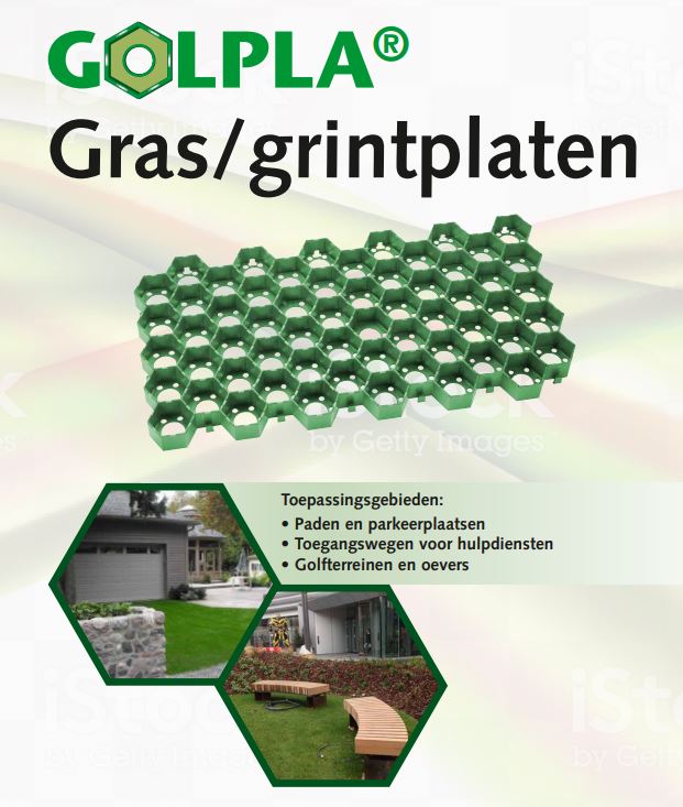 NIEUWE BROCHURE T&amp;F #GOLPLA® KUNSTSTOF GRAS-, GRINT- EN PADDOCKPLATEN. De platen laten directe #infiltratie toe in de bodem, effectief tegen uitdroging van de bodem én beperking van overbelasting van de rioolstelsels. t-f.nl/wp-content/upl…