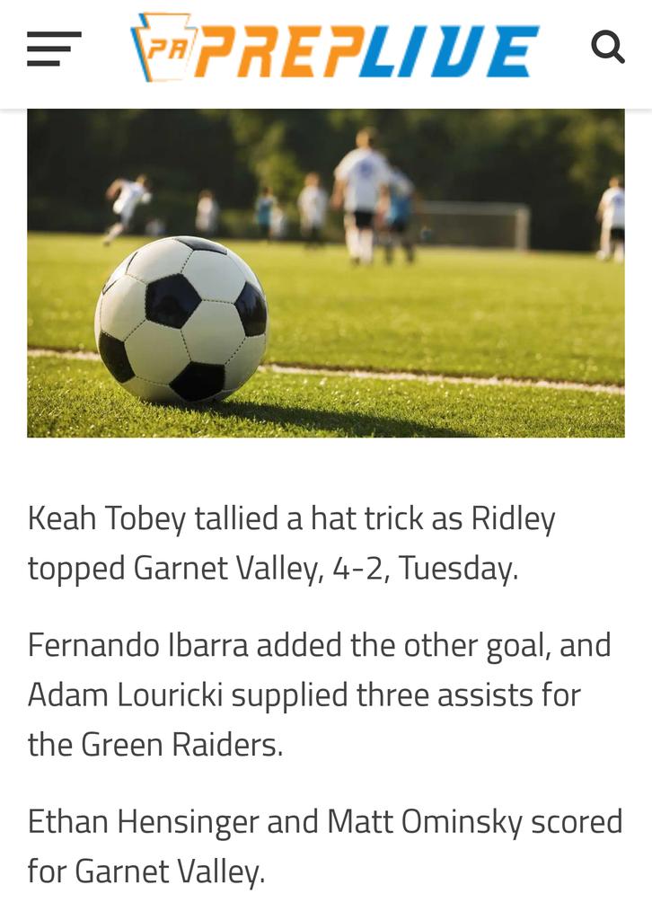 EmilyGeddes's tweet photo. Congratulations Ridley Boys Varsity Soccer Team on your 4-2 win over Garnet Valley! Go Ridley! ⚽ https://t.co/HGYxWnQsxl