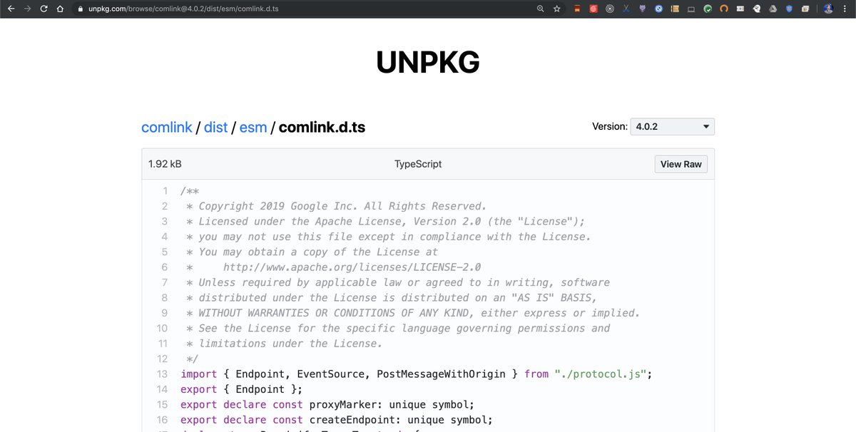 Screenshot of UNPKG’s browse interface