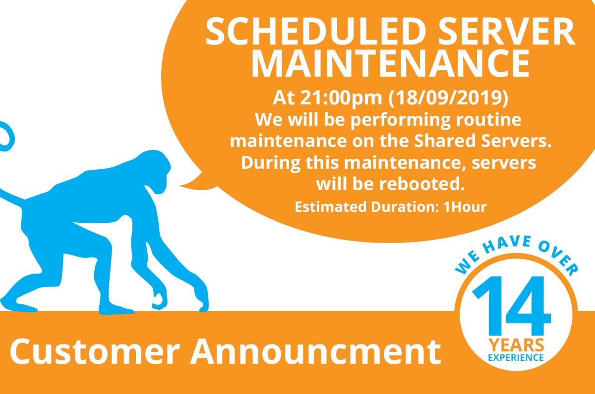 nmcreativemedia's tweet photo. SCHEDULED SERVER MAINTENANCE

At 21.00 - TODAY (18.9.2019)

We will be performing routine maintenance on the shared servers.

Estimated duration ; 1 Hour https://t.co/AJHnQhfSoz