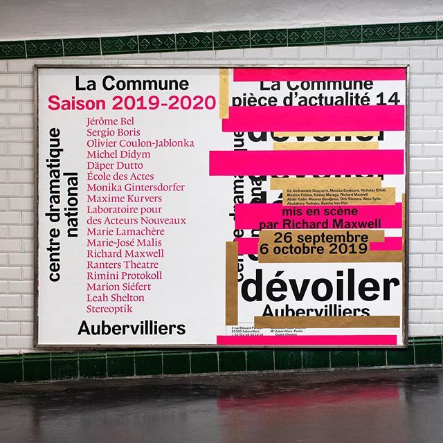 New season at La Commune, new posters in the metro! “Pièce d’actualité nº14. Dévoiler”, directed by Richard Maxwell, will start on Sept. 26th.
@theatredelacommune #richardmaxwell #devalence #posterdesigns #affiches #graphicdesign #lacommune #poster #dada… ift.tt/2M1xxrs