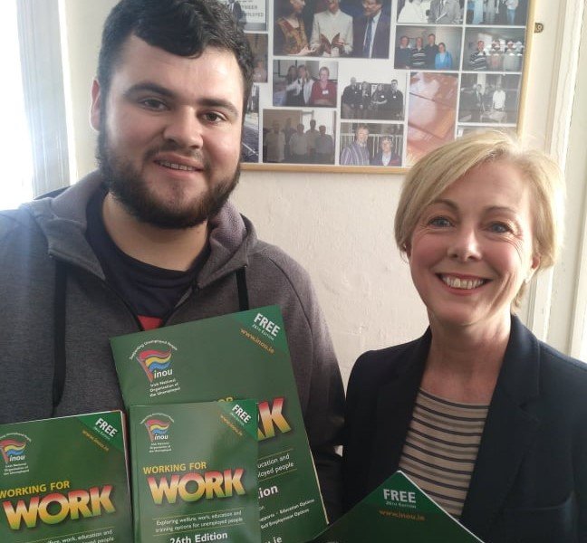 PaveePoint's tweet photo. Martin Reilly Community Employment participant at the launch of @INOUIreland  #WorkingForWork booklet with Employment Minister @ReginaDo This is an important document to help promote correct information and promote people getting a decent job. https://t.co/Ngh9TxUIlM