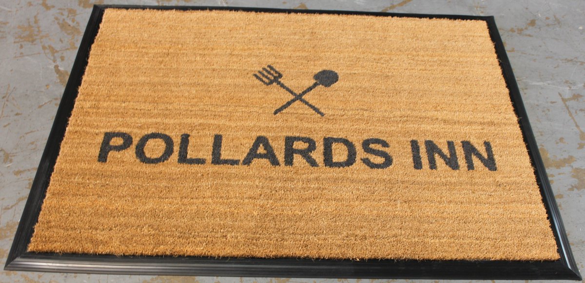 JHS created a stylish coir #bespoke logo mat for Pollards Inn Wirral [<a href="/PollardsWirral/">Pollards Inn Wirral</a>] complete with rubber ramp edging. #Pubs #restaurants #Branding #design. Find out how to get one here jhscarpets.com/logo-mats