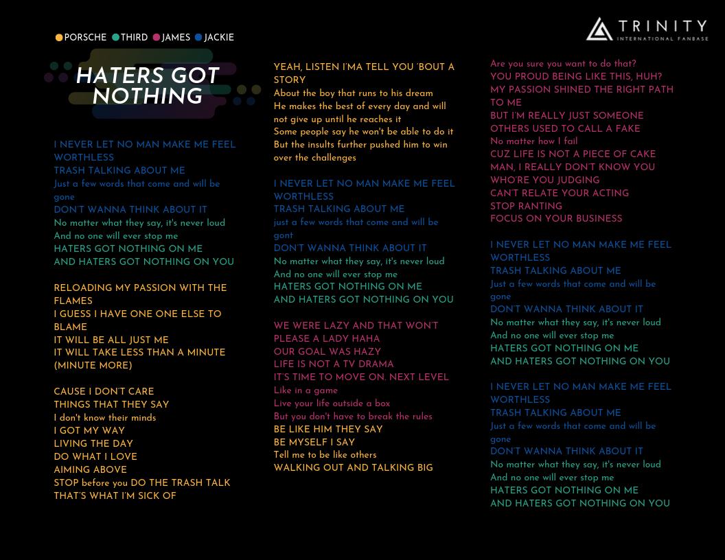 Trinity International Trinity Tnt Lyrics Romanization And English Translation 4 Hidden Track Trinity Tnt Trinity Theelements 4nologue 4nologuemusic 4nologueartist Jackiejackrin T Co Jp1hv59ptk Trinity International Trinity Tnt Lyrics Romanization And English Translation 4 Hidden Track Trinity Tnt Trinity Theelements 4nologue 4nologuemusic 4nologueartist Jackiejackrin T Co Jp1hv59ptk