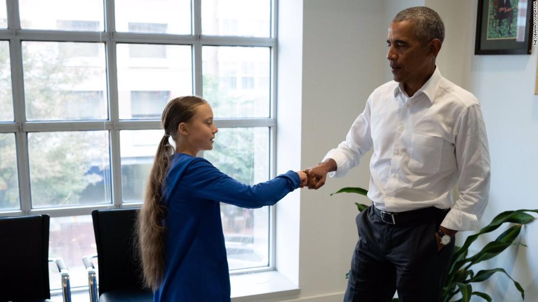 Barack Obama meets with teen climate activist Greta Thunberg: "You and me, we're a team" cnn.it/2AuSVjL