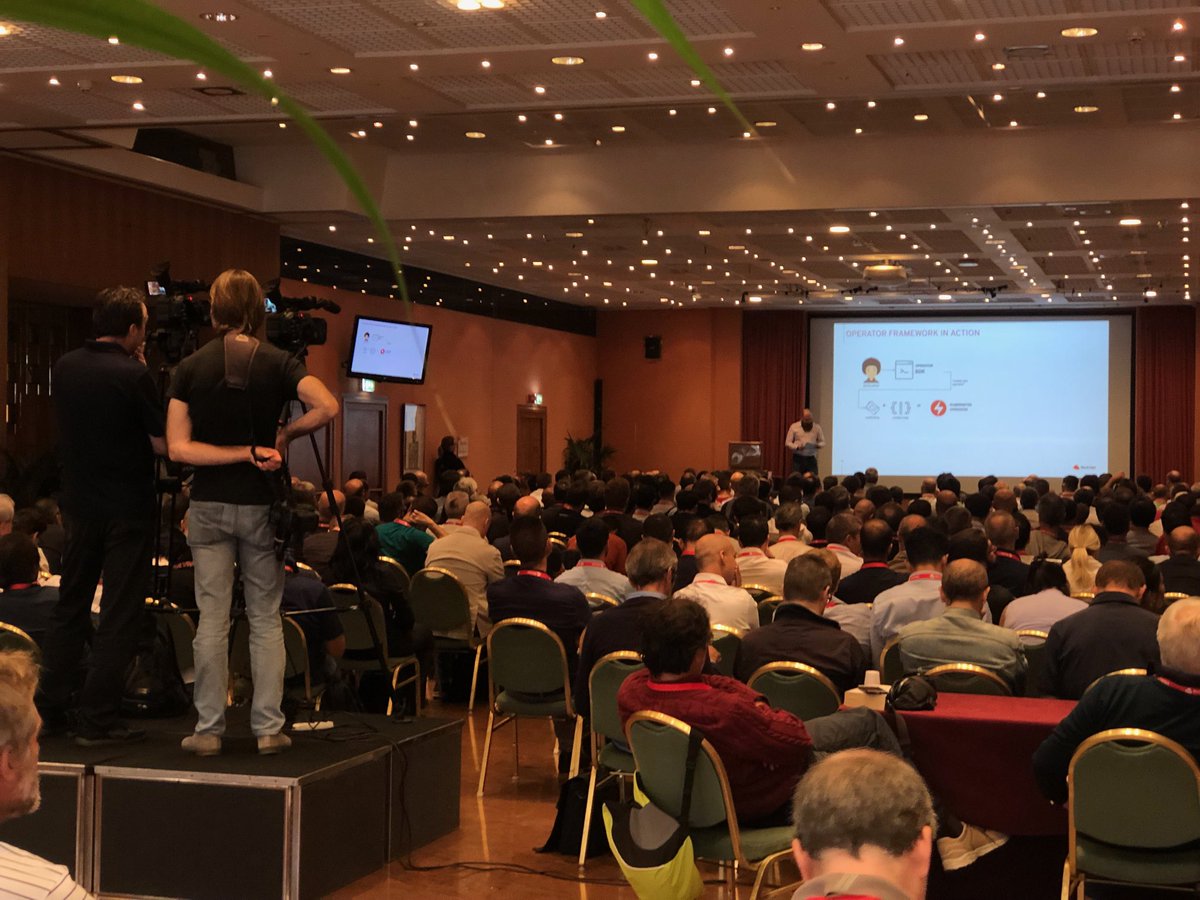 pythondj's tweet image. Full house for #OperatorFramework session today @OpenShiftCommon’s Gathering in Milan today