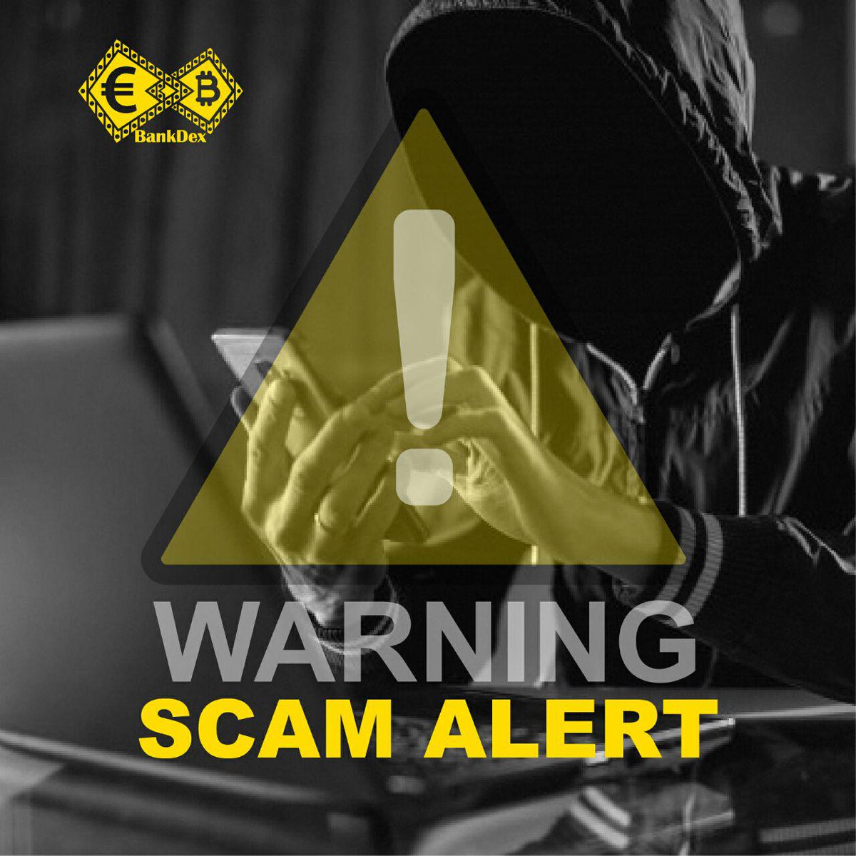 bank_dex's tweet photo. SCAM ALERT
Dear followers, be aware that BankDex members will never ask you to send BTC or other cryptocurrencies for any reason. Moreover, our admins will never PM you first, unless it has been requested by you.
https://t.co/0b7nQVWH2j https://t.co/4B6Q2b4KC5