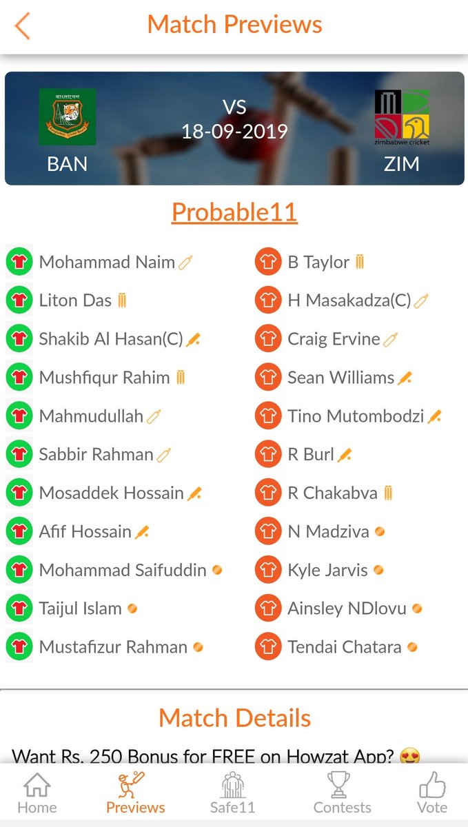 Probable_11's tweet photo. Bangladesh vs Zimbabwe T20 Match Info Available on #PROBABLE11 App. #BANvZIM 

Download Link: https://t.co/10BWj0X5Jb

DOWNLOAD the App Now for 

FREE Dream11 TEAMS,
Player Stats,
Fantasy Tips,
Squad Updates
Pitch Reports

#Dream11 #Dream11Tips #Dream11Team https://t.co/2TZJB3vbtC
