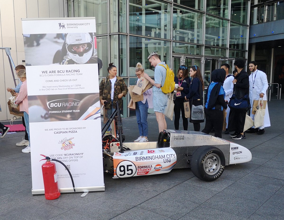 BCURacing's tweet photo. We're at @MyBCU 's Welcome Fair. Check out our stand in Millennium Point, or swing by our race car, next to the Domino's pizza stand! https://t.co/6H6ljSVUYw