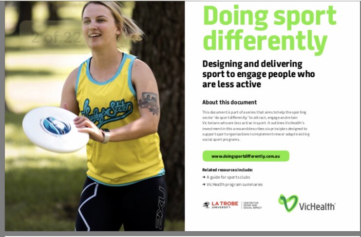 Fantastic to see these insights and resources launched by <a href="/VicHealth/">VicHealth</a> today to help the sporting sector to attract, engage and retain less-active Victorians in sport. #DoingSportDifferently @LaTrobe @ejrandle <a href="/KieraStaley/">Kiera Staley</a> @Prof_Nicholson vichealth.vic.gov.au/media-and-reso…