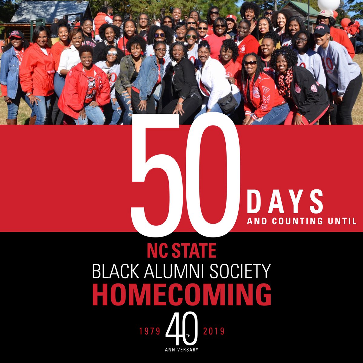 NCSUBlackAlumni's tweet photo. We are officially 50 DAYS AWAY from BAS 40th Anniversary Celebration!!! Have you purchased your tickets for Homecoming?? Click the link in our bio for more information!!! You definitely don’t want to miss this year!!! ❤️🐾🐺  #BAS40th #NCSTATEBAS #BASHC19 #BASTurns40 https://t.co/UoKElSLWME
