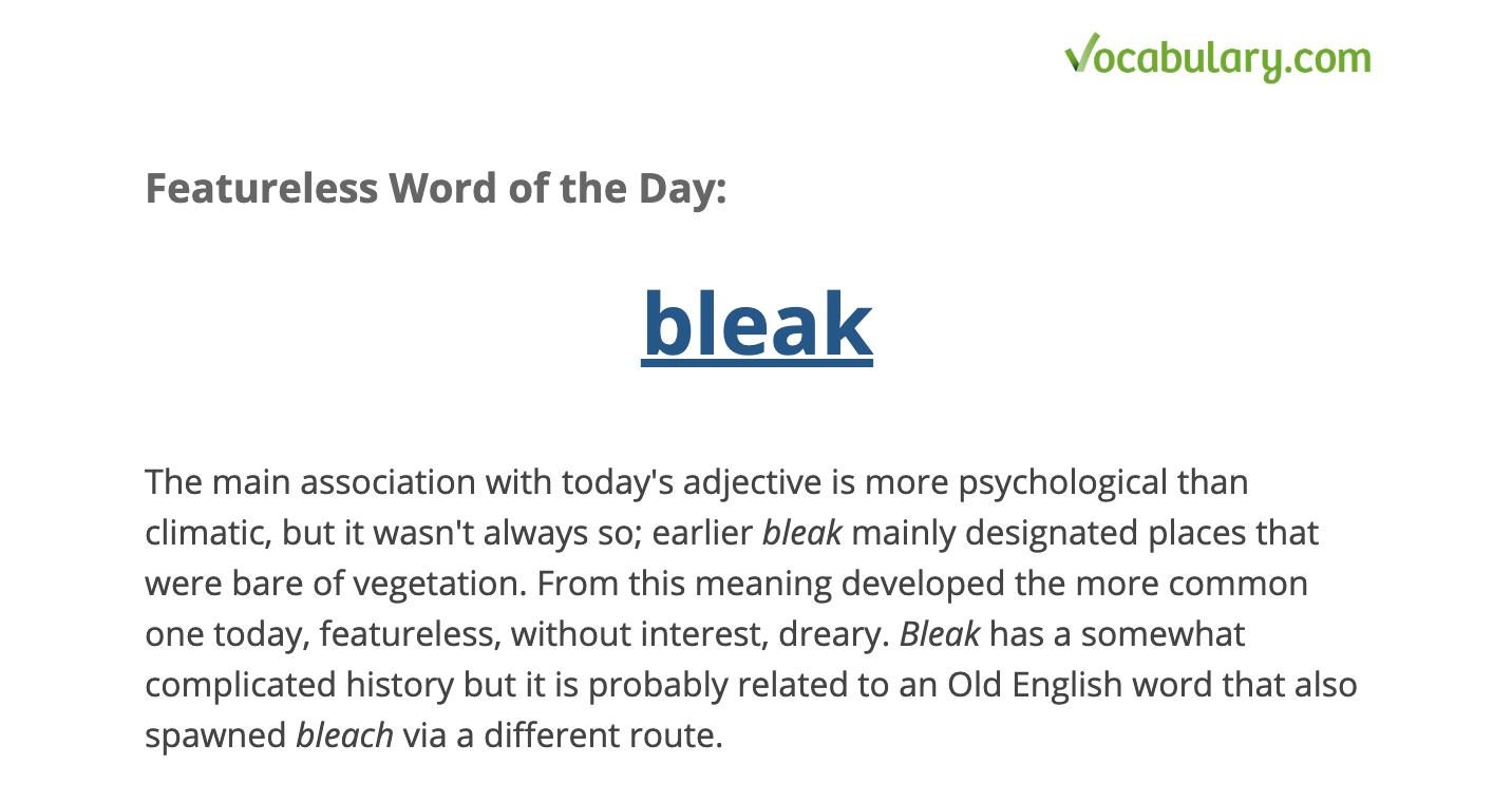 What does on sale bleak mean