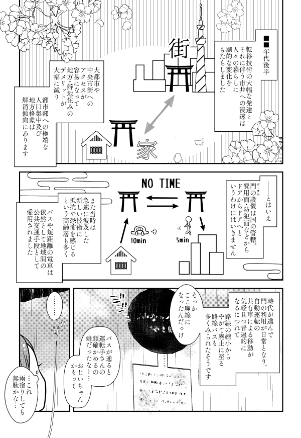 「この時代って移動手段どうなってるんだ?」問題も考えました。文字が多いよ!
旅客機や新幹線はほぼ転移事業に移行しつつあるけど、狭く地域を網羅する在来線やバスは根強く残っている…みたいな感じ
ふしぎの力に頼りつつ、もっともらしい言い草を考えるの楽しい 