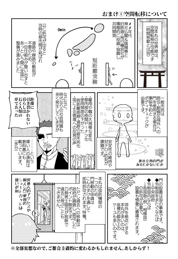 「この時代って移動手段どうなってるんだ?」問題も考えました。文字が多いよ!
旅客機や新幹線はほぼ転移事業に移行しつつあるけど、狭く地域を網羅する在来線やバスは根強く残っている…みたいな感じ
ふしぎの力に頼りつつ、もっともらしい言い草を考えるの楽しい 
