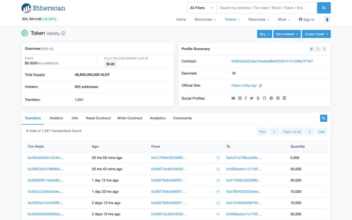 The $VLDY token is officially verified on <a href="/etherscan/">etherscan.eth</a>, we'd like to thank the entire team for their efforts. 

#Liquidity making and #exchange listings to follow, stay tuned 🌴

etherscan.io/token/0x904da0…