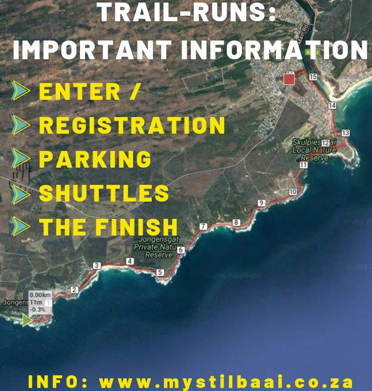 HessequaFees's tweet photo. Planning on participating in the @HessequaFees Trail-runs this Saturday in Stilbaai?
16km along the coast from Jongensfontein to Stilbaai / 5km and enjoy the Brood- en beskuitfees at the finish!
Find IMPORTANT information here: https://t.co/LWi1McPYNK and https://t.co/bn5Z2T4pzj https://t.co/CzCq3uhoGG