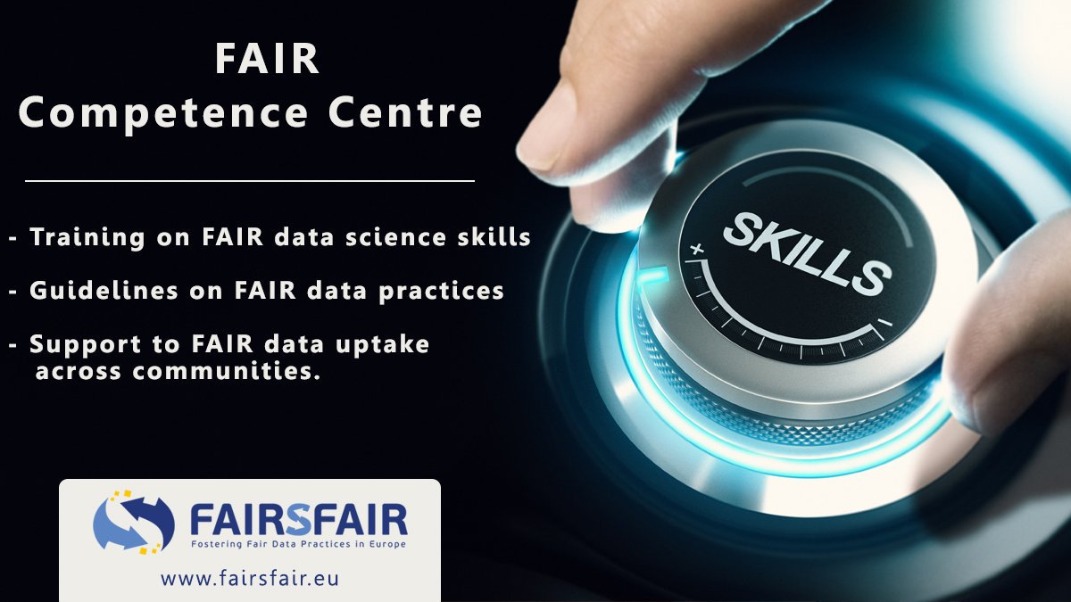 FAIRsFAIR_EU's tweet photo. Did you know that #FAIRsFAIR is is establishing a virtual #CompetenceCentre? It is a common reference point for practical advice, training and services on #FAIRprinciples #FAIRdata. Know more about our workplan for the next years https://t.co/UXPFYBwDUt #OSFAIR2019 #Openscience https://t.co/tylekCbhTk