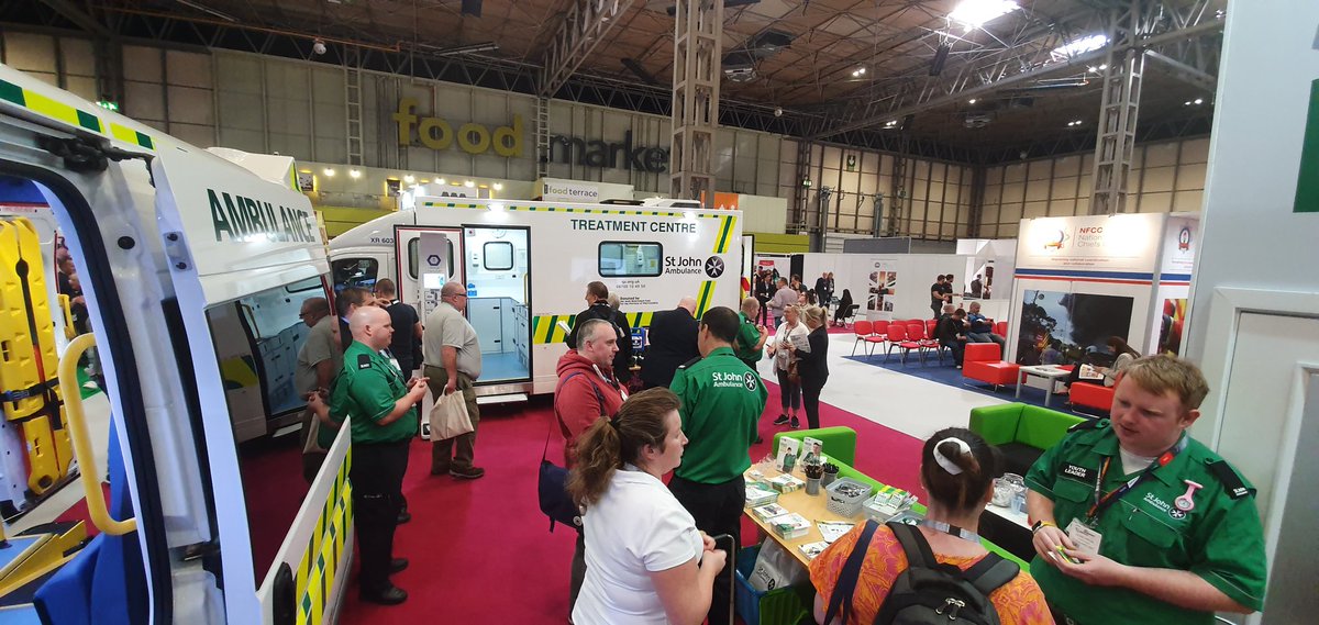 SJA_DConlon's tweet photo. It's really busy here at S61 at @emergencyukshow where @Stjohnambulance volunteers and staff are showing off all the many ways our charity can support our community locally and nationally #ESS2019 https://t.co/XK1iVVIor6