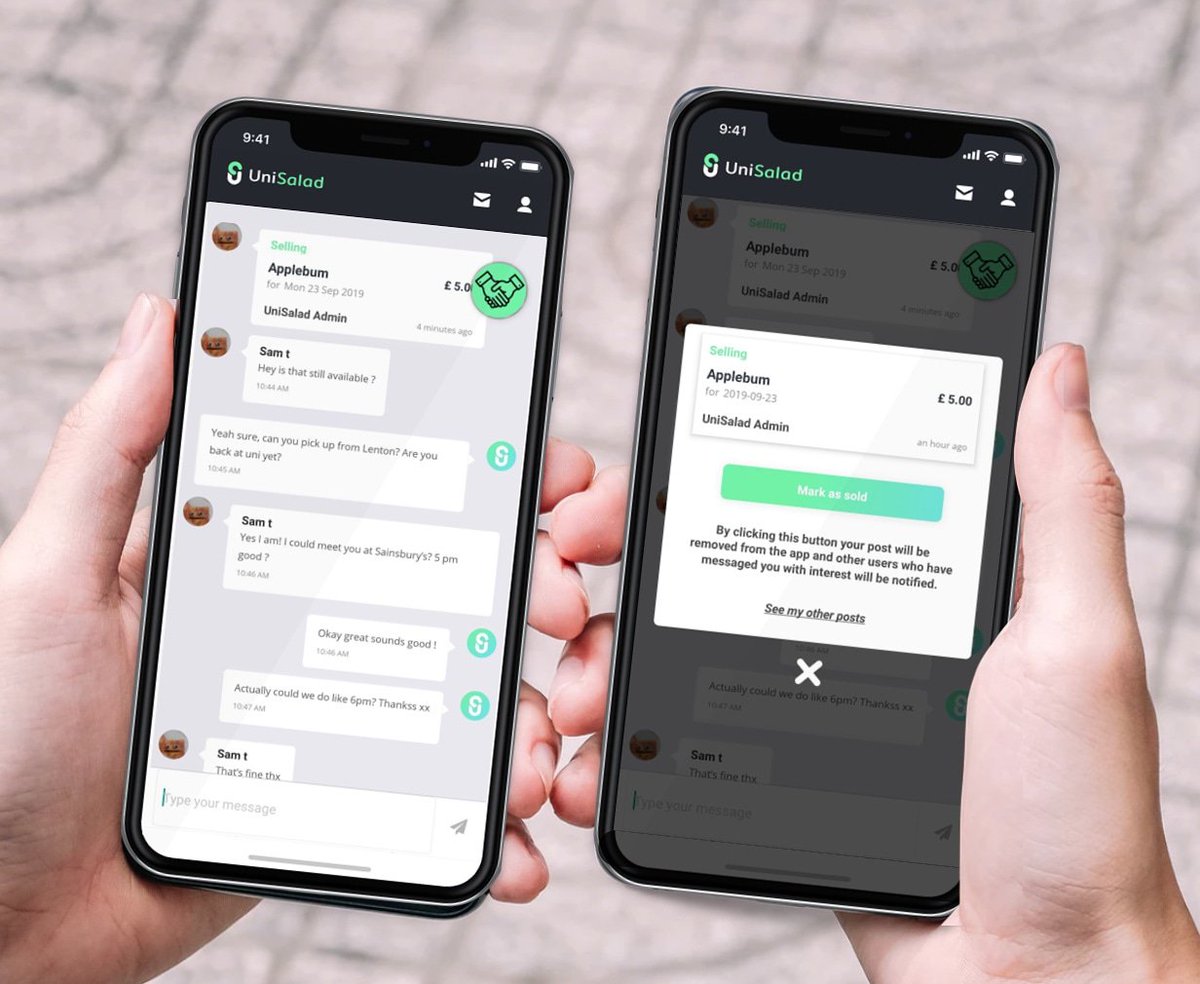 UNISALAD's tweet photo. Check out our new feature on UniSalad! You can now mark things as sold / gone #unisalad #yourstudentapp https://t.co/Oc1DqpJ1xD