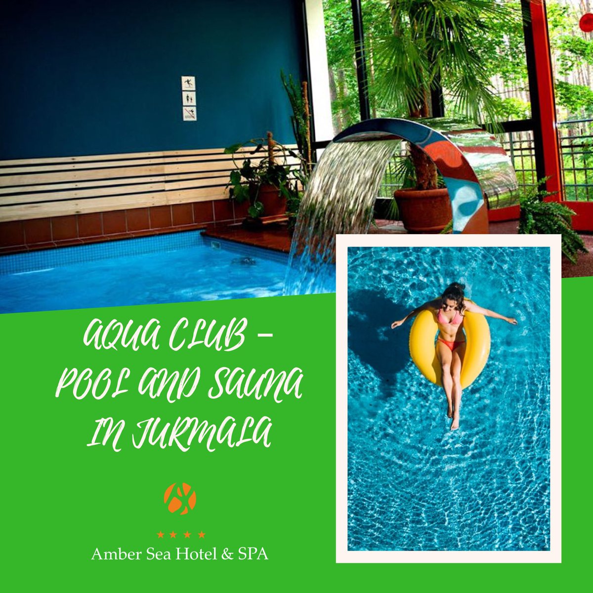 Aquaclub at <a href="/AmberhotelL/">Amberhotel</a> 
🤩 You are waiting for a pool with a cascade, a sauna, a steam bath ... 🌲 view of the pine forest, relaxation and tranquility! ☺