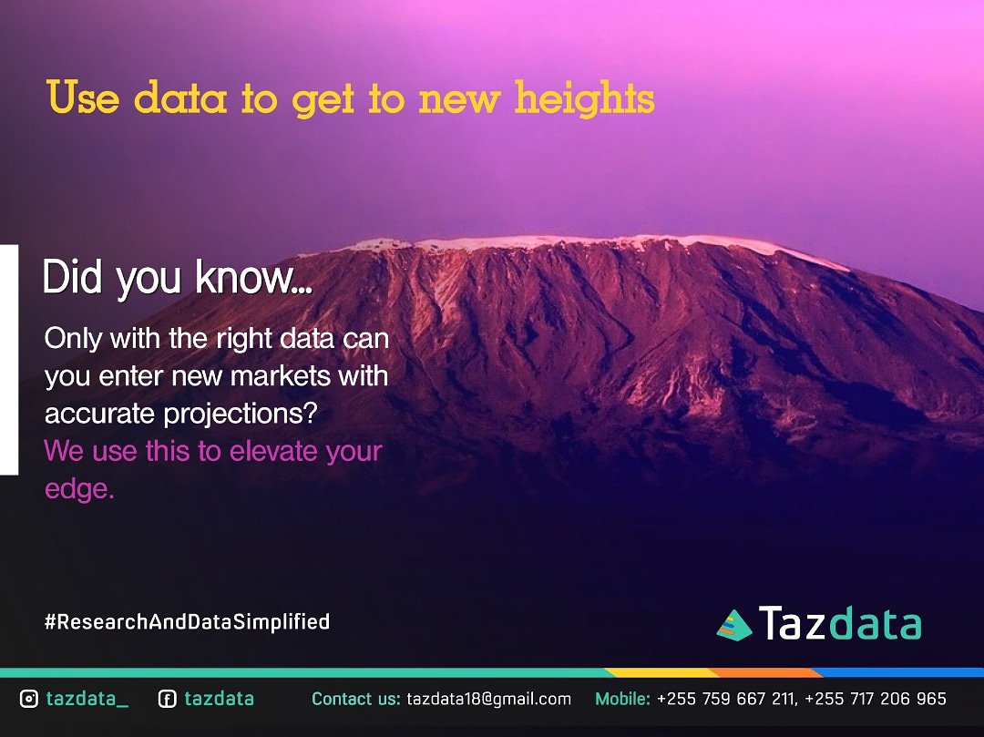 tazdata_'s tweet photo. Karibu Tazdata
#research #data #businessdevelopment #tanzania 🇹🇿 #tazdata https://t.co/fTeqtONlWU