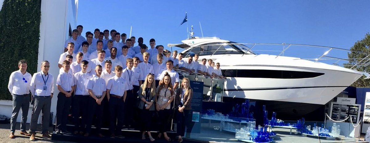 PrincessYachts's tweet photo. Our Princess Apprentices visiting @SotonBoatShow. This year we have partnered with South Devon College to provide training at a specialist marine facility and dedicated Princess workshop in which apprentices can learn all the skills needed to work at Princess. #FireItUp https://t.co/s8U1REgyhJ