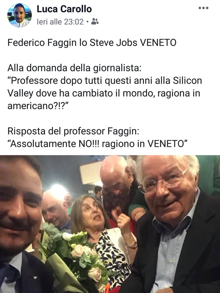 ilariabrunelli's tweet photo. "Ragiono in Veneto!" #faggin lo #SteveJobs di Isola Vicentina ci ricorda che le #raixe profonde non gelano mai. https://t.co/NF9oSYWar6