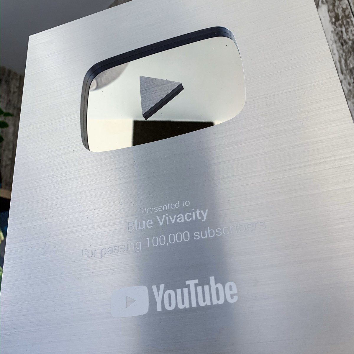 BlueVivacity's tweet image. Hey there,
Just wanted to thank you all for everything.
Getting this YouTube trophy wouldn’t be possible without you.
Oh, and face reveal btw