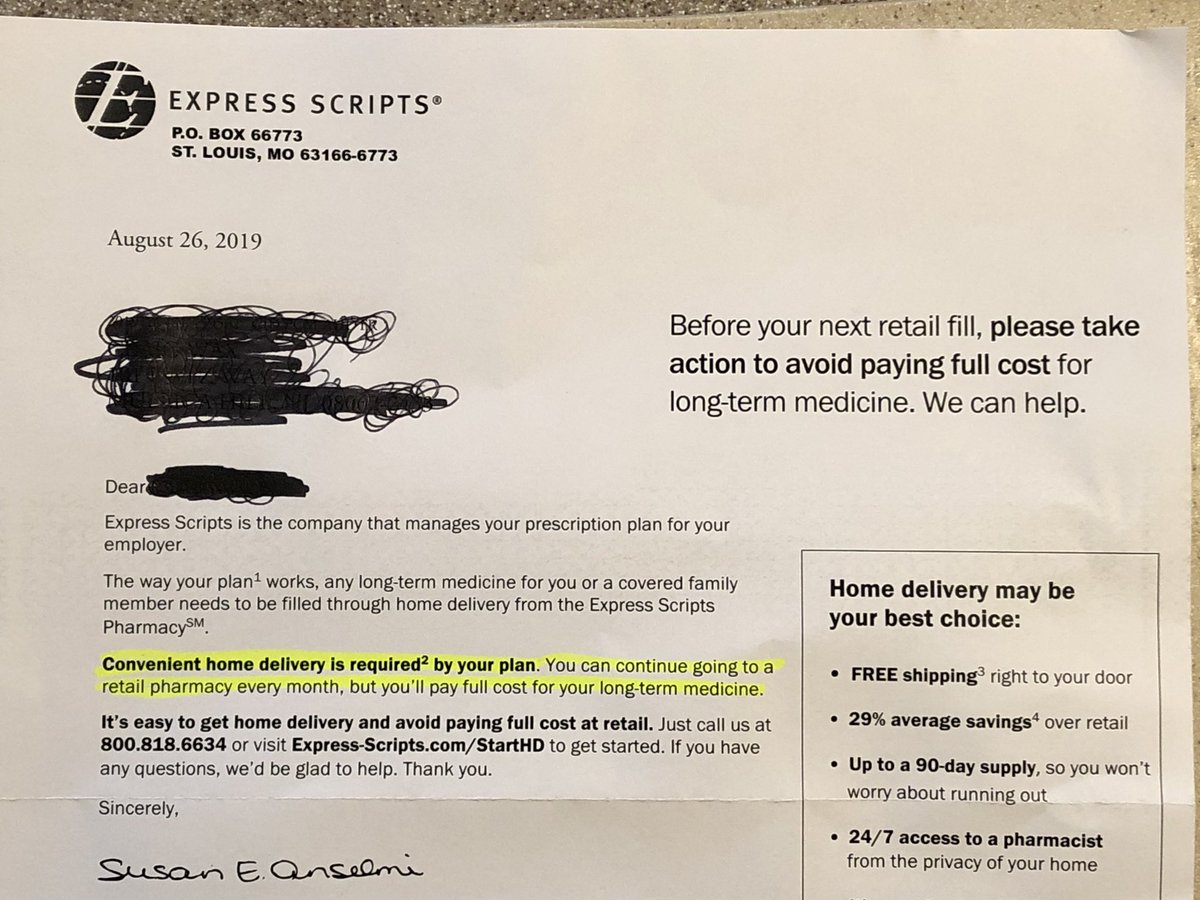 drcraigwax's tweet photo. Certain insurance plans and PBM‘s pharmacy benefits managers require home delivery. They force you to buy meds from them and penalize you to use your local pharmacy. This should be illegal. Repeal PBM #safeharbor https://t.co/TxkBOnkmB5