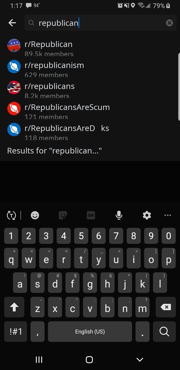 dendee69's tweet image. So just for fun i typed Republican and Democrat in the Reddit search bar. This was the results. Its shameful. The bias has to stop. I don't care if you are a Republican, Democrat or Martian, treat others with respect and the world will be a much better place to live.