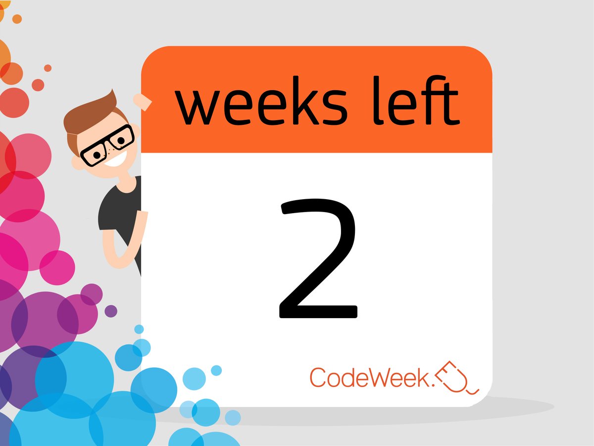 CodeWeekEU's tweet image. Just 2 more weeks before the start of #CodeWeek 2019!
Are you ready?
Don't forget to register your activity to the map: codeweek.eu/events