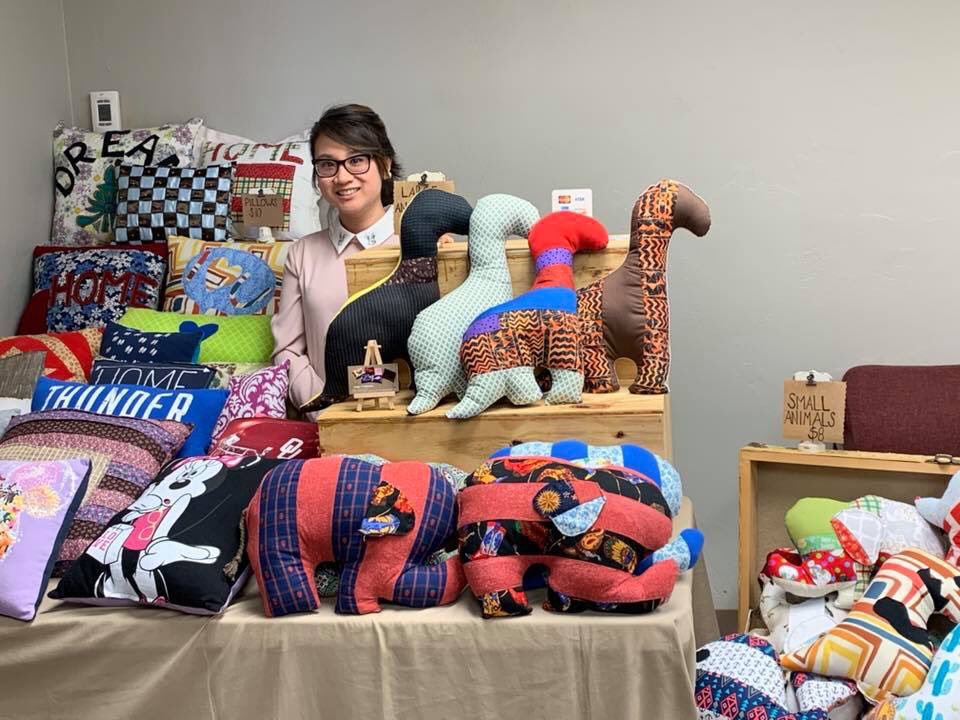 MarketSanta's tweet photo. RagsReborn Gifts will be back at Santa Market with their super cute pillows, wall hangings and more! She recycles old t-shirts and gives them new life by turning them into stuffed animals! Love it! https://t.co/h4BnMDzSvz