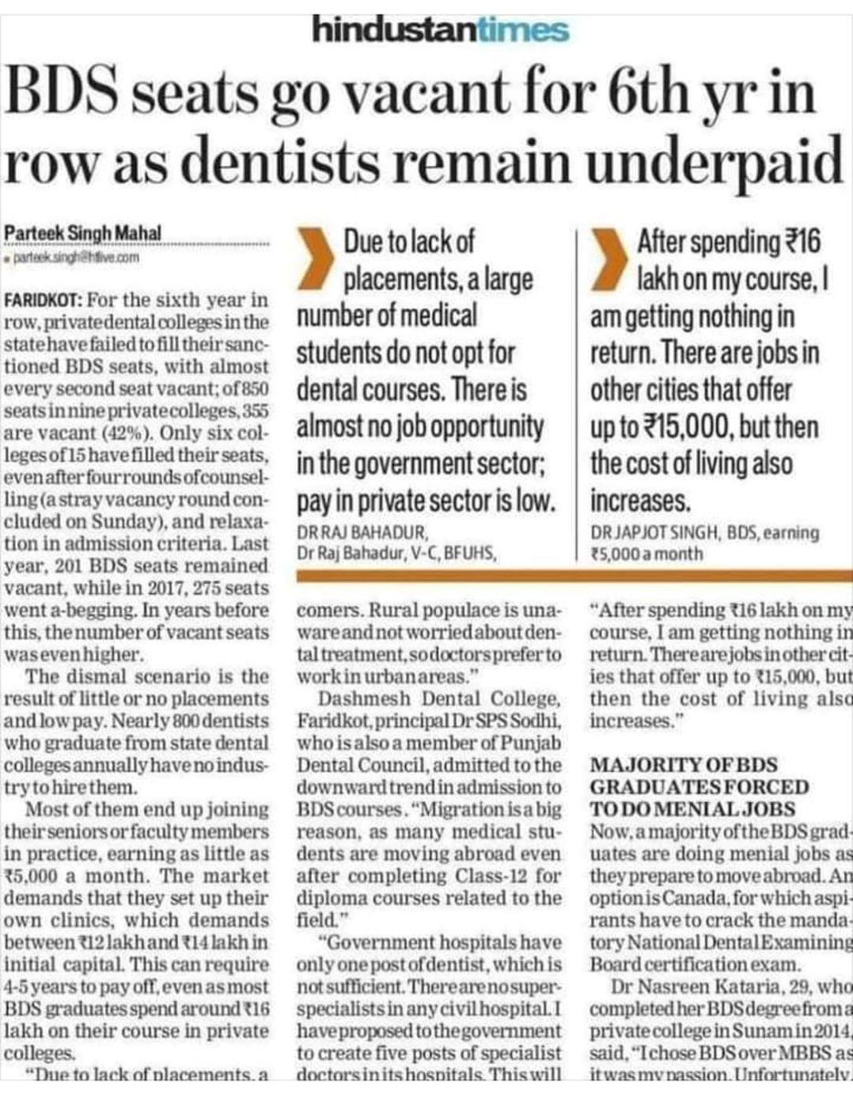 It's a matter of sorrow that as Dentistry is the 1st profession in the World,but opportunity is so much narrower in some countries.It's a news which is published in our neighbouring country.In Bangladesh, condition is almost same😒😒
Need a Better scope...